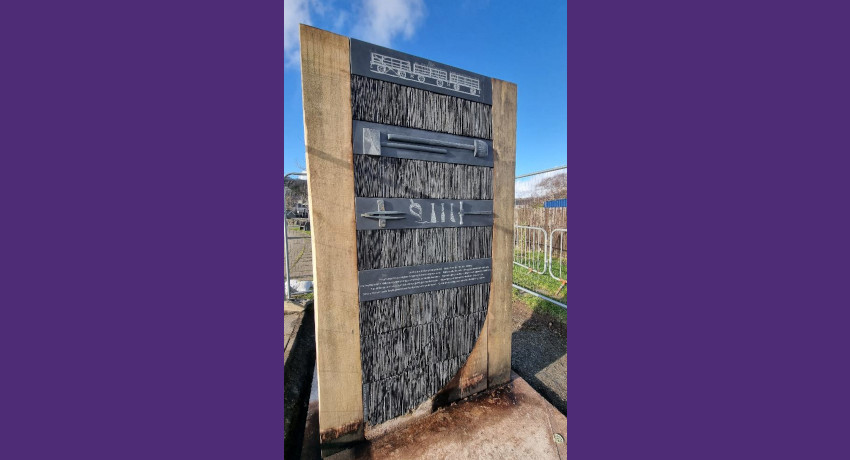 Pillar near the main station and Glaslyn Leisure Centre